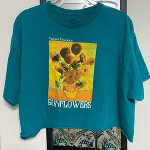 Teal Van Gogh Sunflowers Graphic Tee
